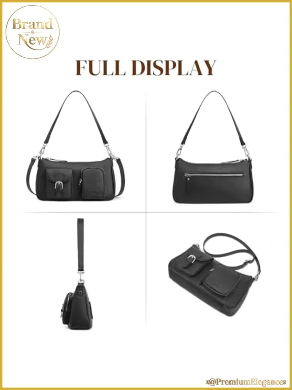 Top Grain Leather Hobo Bag Women Crossbody Shoulder Purse Handbag